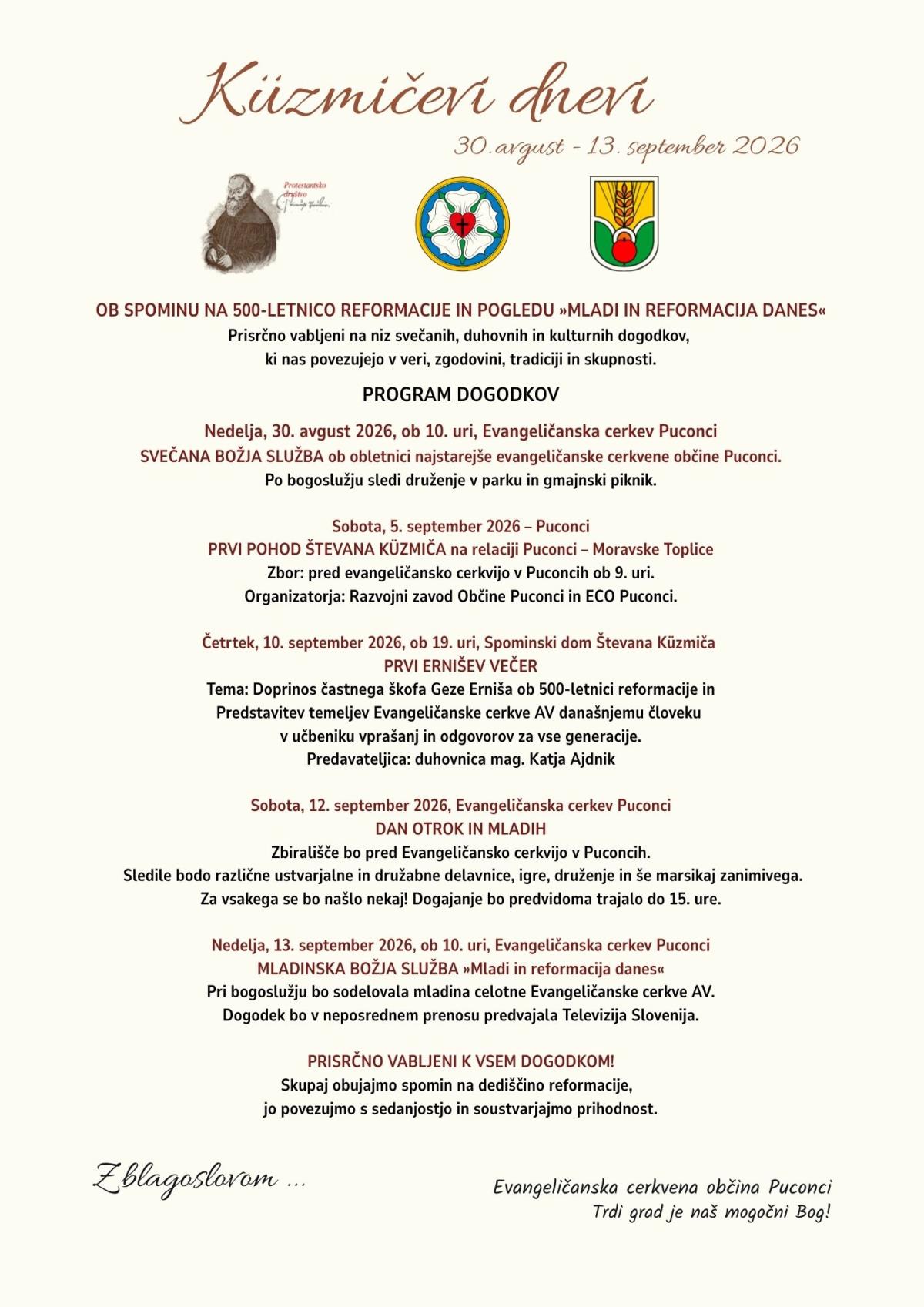 Kuzmičevi dnevi - vabilo